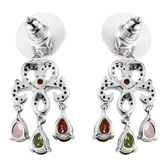 🔥PRICE CUT🔥NWT TOURMALINE CHANDELIER EARRINGS IN PLATINUM OVER STERLING SILVER - Picture 4 of 6